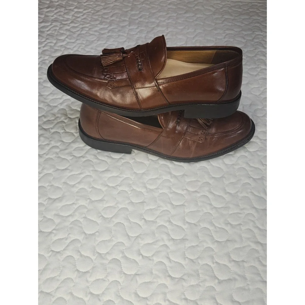 9M Men Leather Kiltie Tassel Loafers Italian 50s 60s 70s Executive Dad Shoes EXC